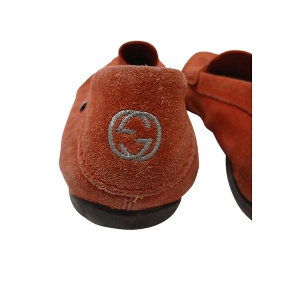 Gucci Red Suede Leather Slip‎ on Web Loafers Men\'s 9.5 G Driving Shoes Moccasin main image 7